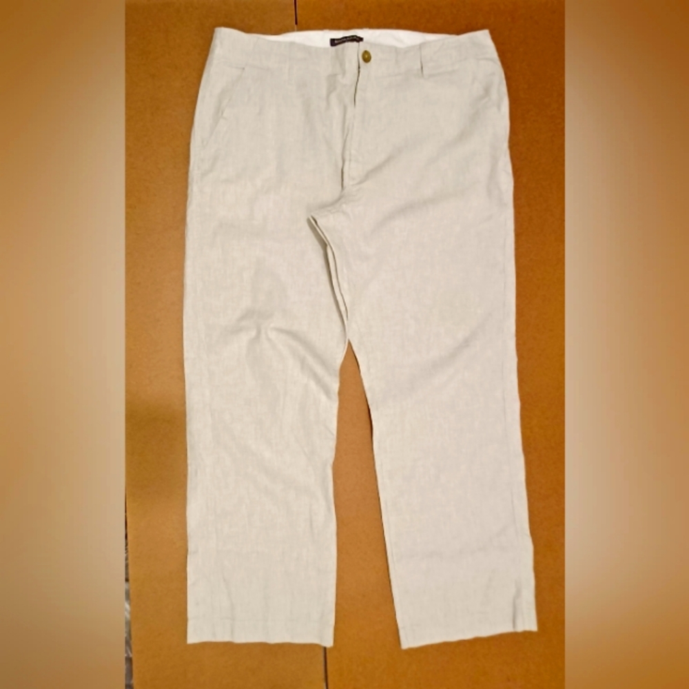 Banana Republic Mens Flat Front Linen Bend Pants 35/30